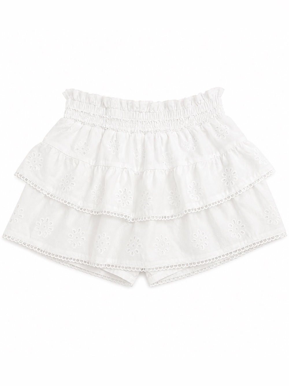 White Eyelet Tiered Women’s Shorts